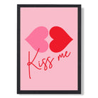 Kiss Me Heart Lips print in Black Wooden Frame