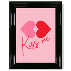 Kiss Me Heart Lips print in Black Glossy Frame