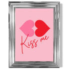 Kiss Me Heart Lips print in Chrome Glossy Frame