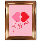 Kiss Me Heart Lips print in Copper Glossy Frame