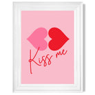 Kiss Me Heart Lips print in White Glossy Frame