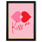 Kiss Me Heart Lips print in Black and Gold Frame