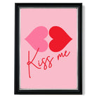 Kiss Me Heart Lips print in Black and silver Frame