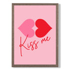 Kiss Me Heart Lips print in Walnut Wooden Frame