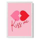 Kiss Me Heart Lips print in White Wooden Frame