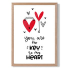 Key to my Heart print in Light Oak Wooden Frame