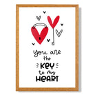 Key to my Heart print in Oak Wooden Frame