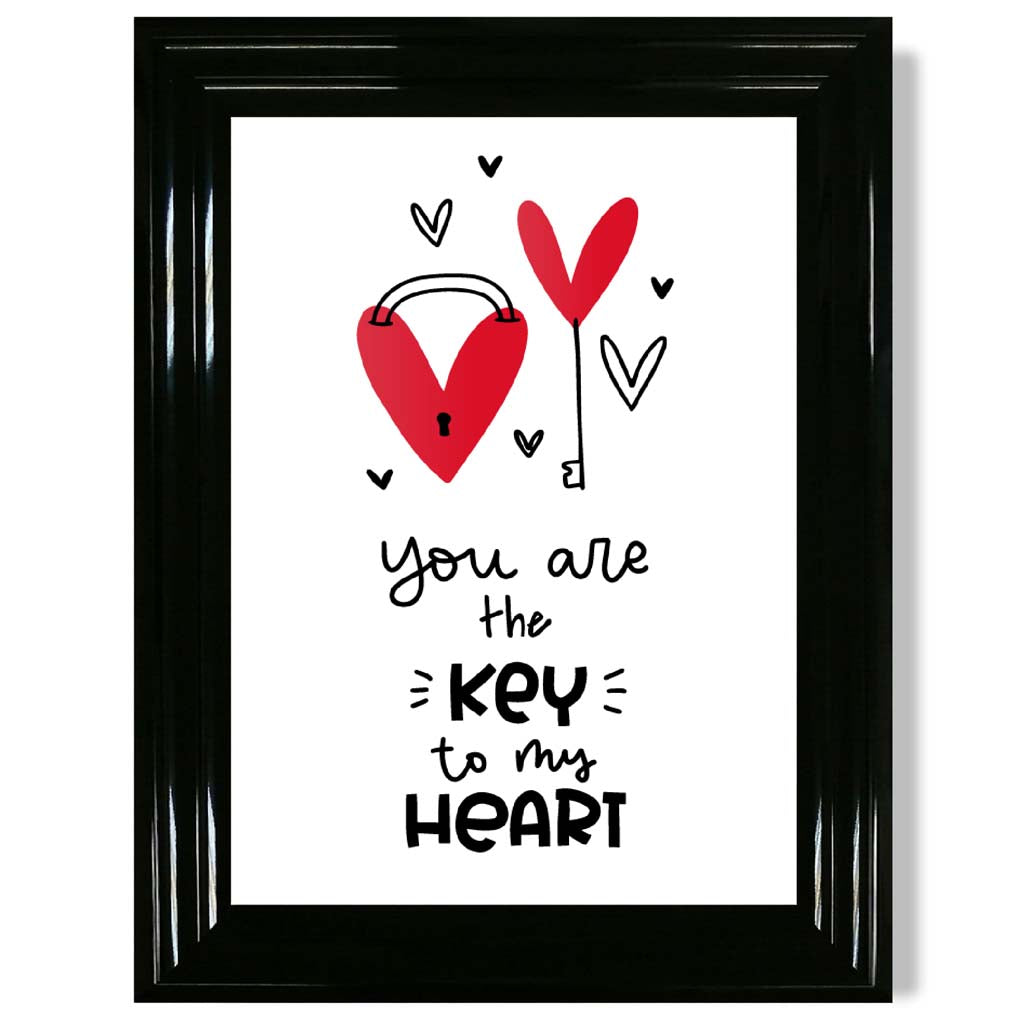 Key to my Heart print in Black Glossy Frame