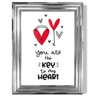 Key to my Heart print in Chrome Glossy Frame