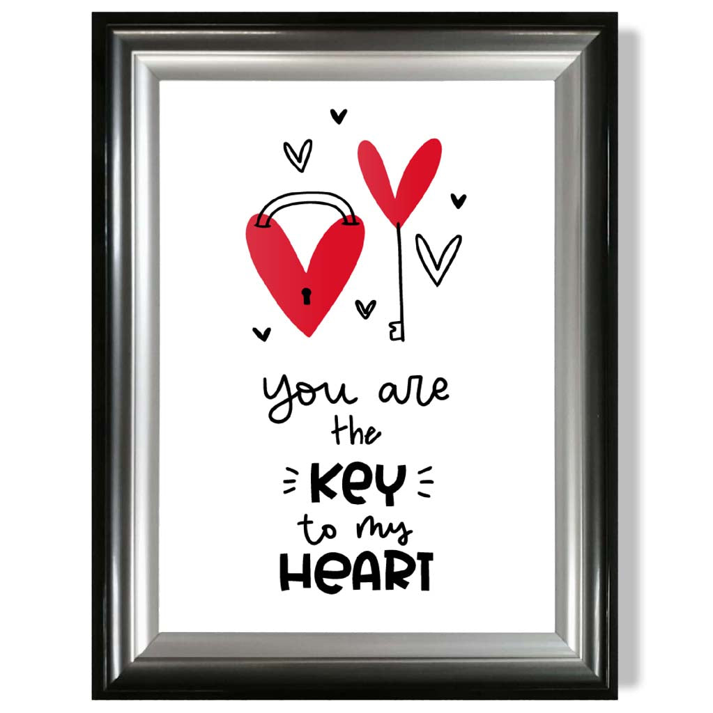 Key to my Heart print in Gradient Glossy Frame