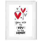 Key to my Heart print in White Glossy Frame