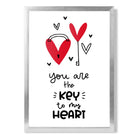 Key to my Heart print in Silver Wooden Frame