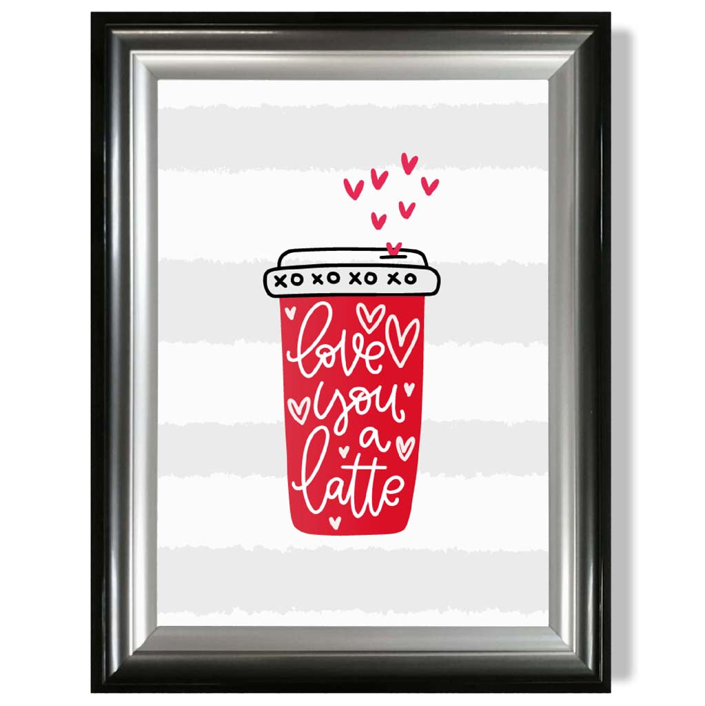 Love you a Latte print in Gradient Glossy Frame