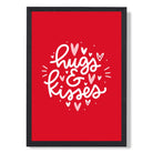 Hugs and Kisses print in Black Wooden Frame