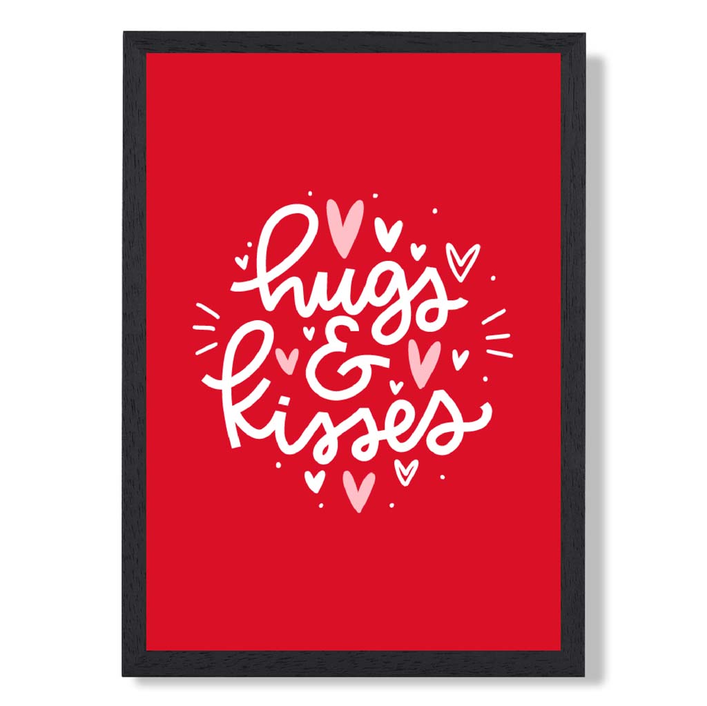 Hugs and Kisses print in Black Wooden Frame