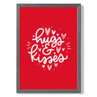 Hugs and Kisses print in Dark Grey Wooden Frame