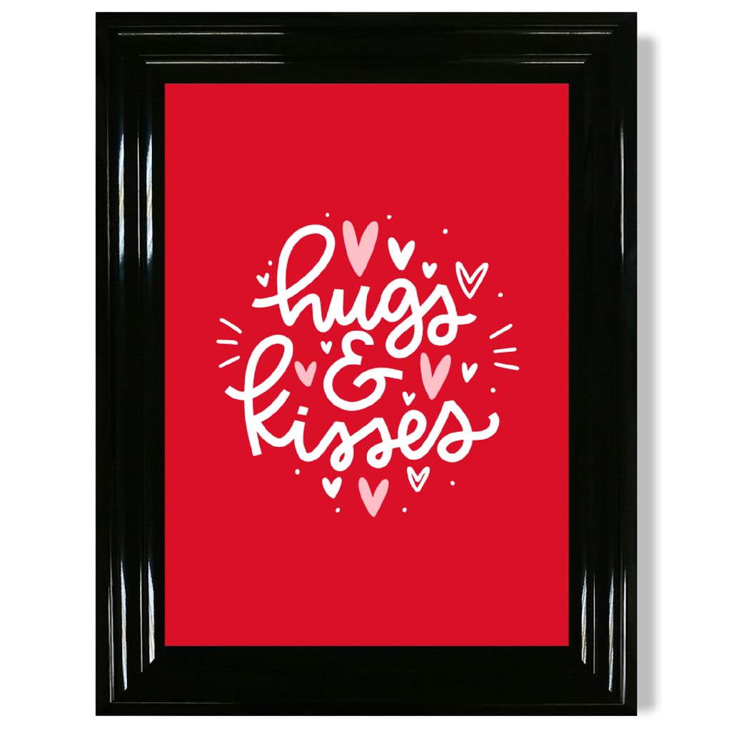 Hugs and Kisses print in Black Glossy Frame