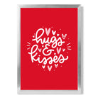 Hugs and Kisses print in Silver Wooden Frame