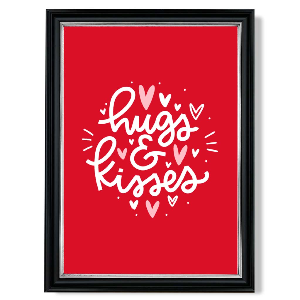 Hugs and Kisses print in Black and silver Frame