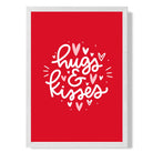 Hugs and Kisses print in White Wooden Frame