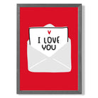 Love Letter print in Dark Grey Wooden Frame