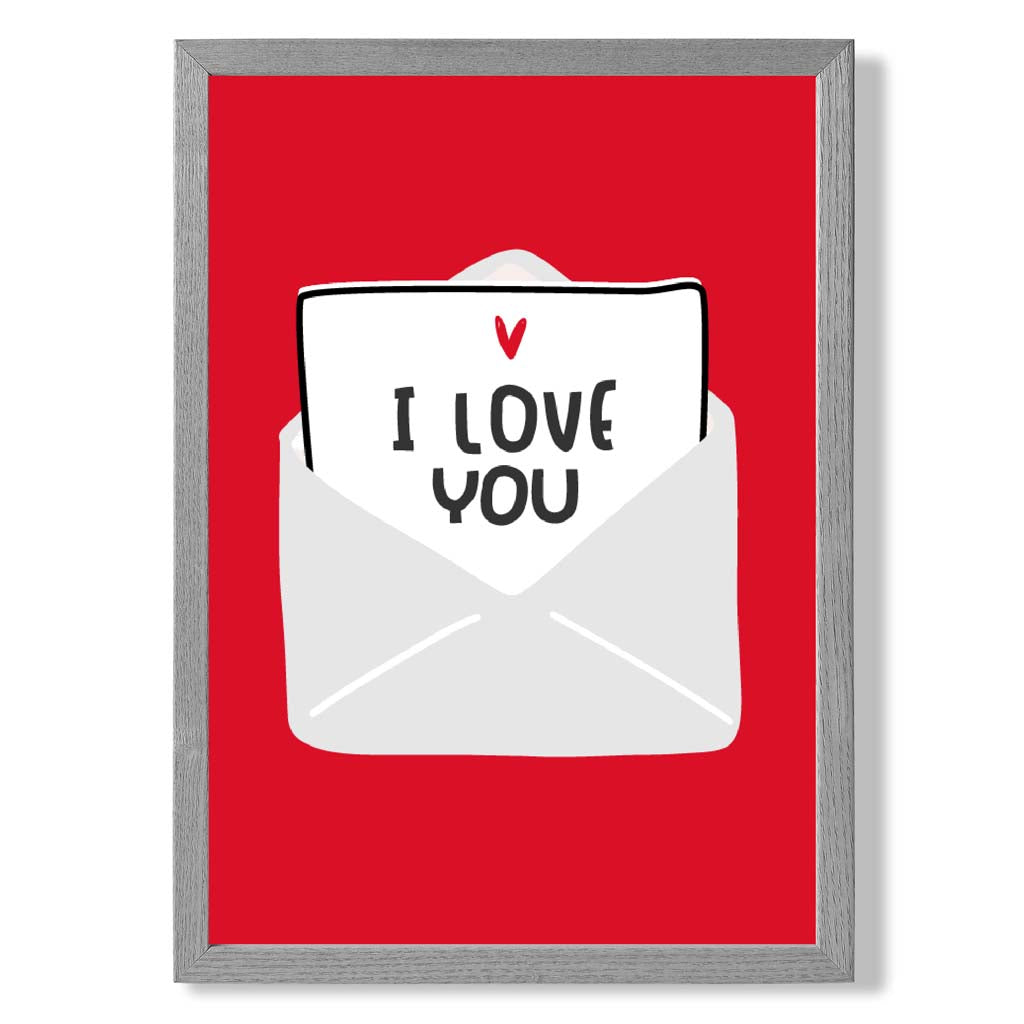 Love Letter print in Light Grey Wooden Frame