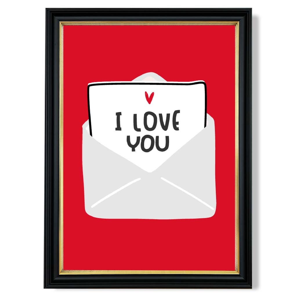 Love Letter print in Black and Gold Frame