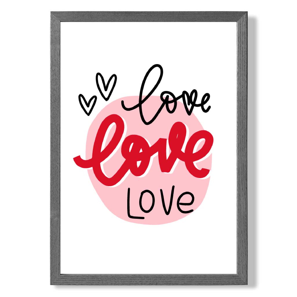 Circle of Love print in Dark Grey Wooden Frame