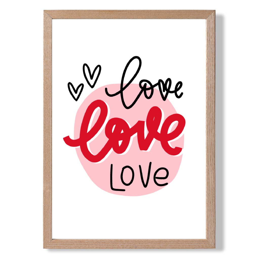 Circle of Love print in Light Oak Wooden Frame