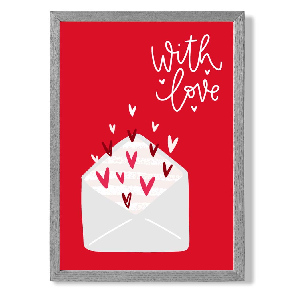 Letters With Love print in Light Grey Wooden Frame