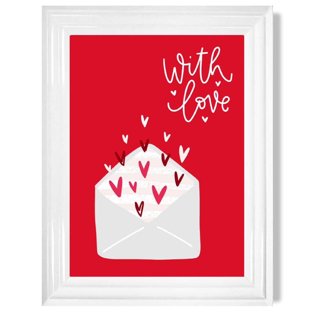 Letters With Love print in White Glossy Frame