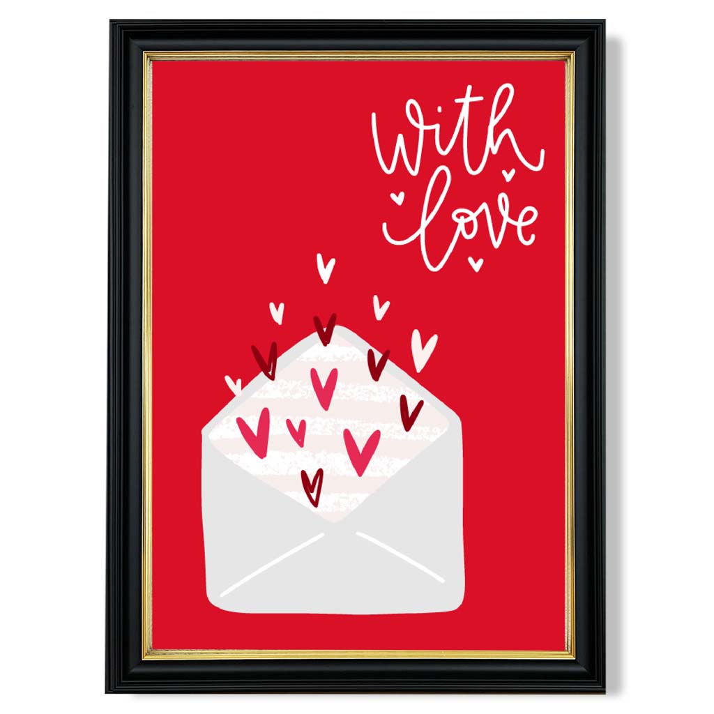 Letters With Love print in Black and Gold Frame