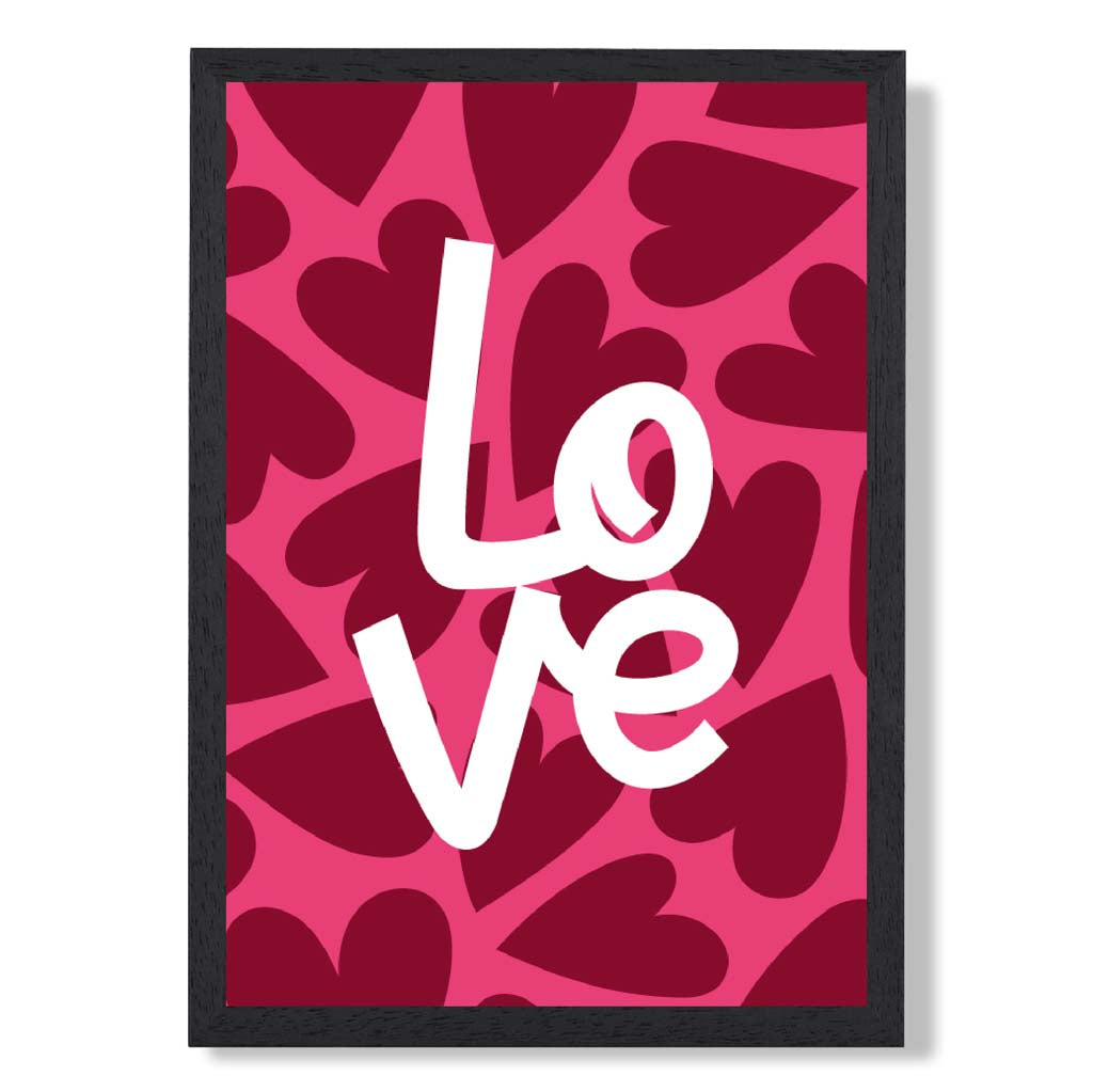 Hearts of Love print in Black Wooden Frame