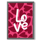 Hearts of Love print in Dark Grey Wooden Frame