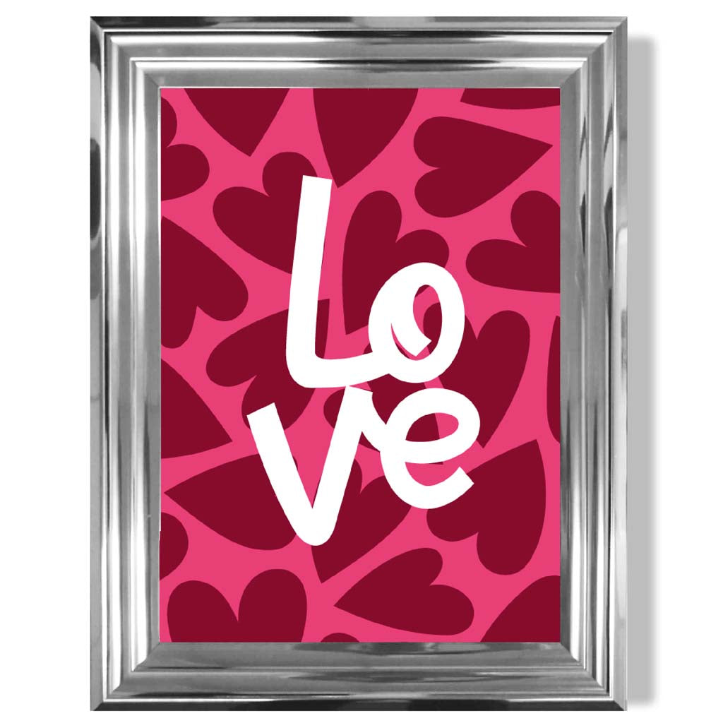 Hearts of Love print in Chrome Glossy Frame