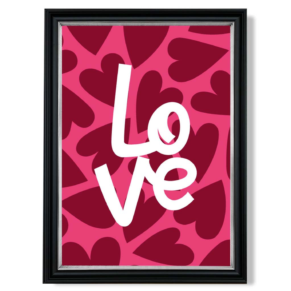 Hearts of Love print in Black and silver Frame