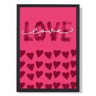 Love with Hearts Pink print in Black Wooden Frame