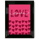 Love with Hearts Pink print in Black Glossy Frame