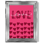 Love with Hearts Pink print in Chrome Glossy Frame