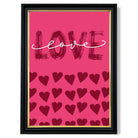 Love with Hearts Pink print in Black and Gold Frame