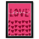 Love with Hearts Pink print in Black and silver Frame