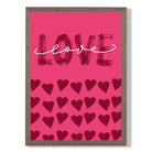 Love with Hearts Pink print in Walnut Wooden Frame