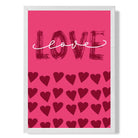 Love with Hearts Pink print in White Wooden Frame