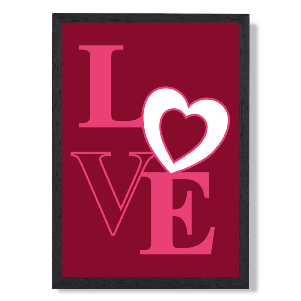 Love Quote Heart print in Black Wooden Frame