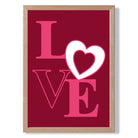 Love Quote Heart print in Light Oak Wooden Frame