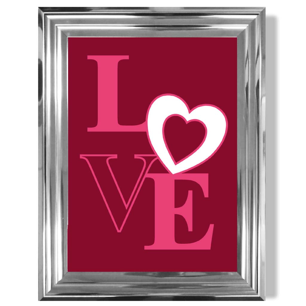 Love Quote Heart print in Chrome Glossy Frame