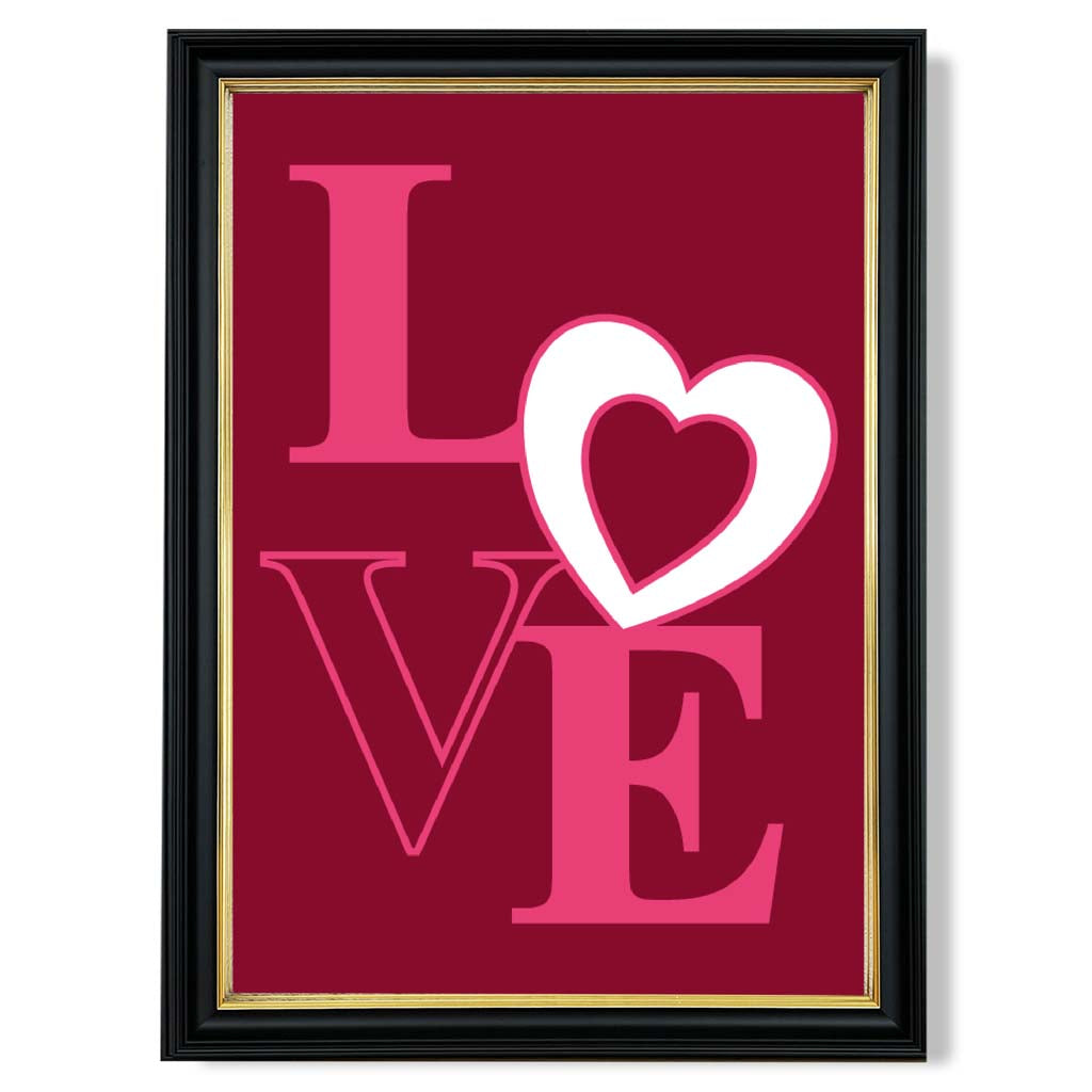 Love Quote Heart print in Black and Gold Frame