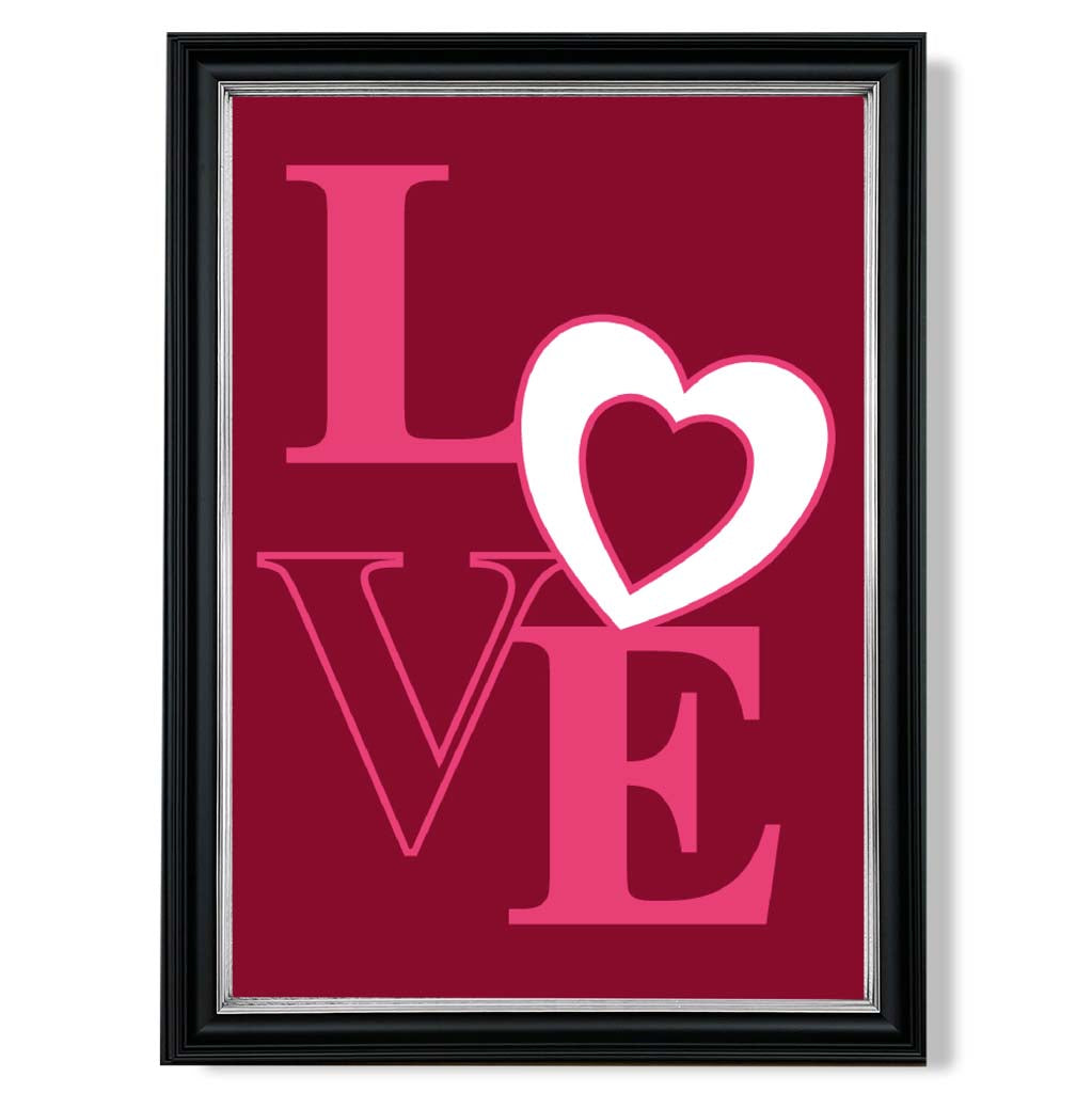 Love Quote Heart print in Black and silver Frame