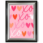 XOXO Pink Colourful Hearts print in Gradient Glossy Frame