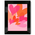 Pink Colourful Heart Balloons print in Black Glossy Frame